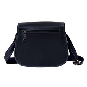Ruzioon Leather Crossbody Purse Women Shoulder Bag Satchel Ladies Travel Purse Genuine Leather (vintage dark blue)