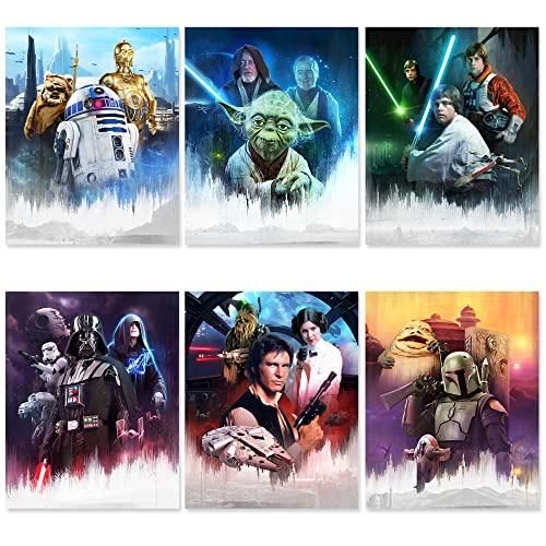 JUMANT Star Wars Poster Set - UNFRAMED - Star Wars Decor - Star Wars Wall Art - Star Wars Wall Decor - Star Wars Movie Poster - Star Wars Art - Star Wars Bedroom Decor - Star Wars Posters for Walls