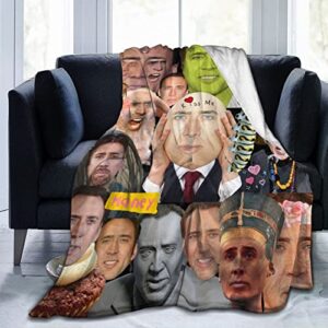 blanket nicolas cage soft and comfortable warm fleece blanket for sofa,office bed car camp couch cozy plush throw blankets beach blankets