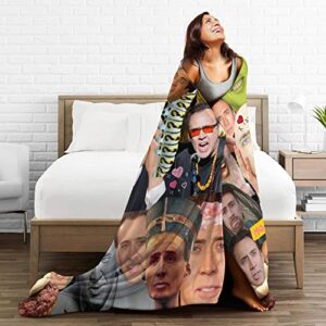 Blanket Nicolas Cage Soft and Comfortable Warm Fleece Blanket for Sofa,Office Bed car Camp Couch Cozy Plush Throw Blankets Beach Blankets