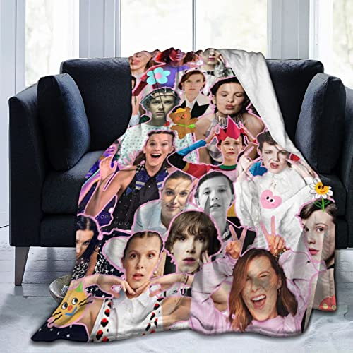 Blanket Millie Bobby Brown Soft and Comfortable Warm Fleece Blanket for Sofa,Office Bed car Camp Couch Cozy Plush Throw Blankets Beach Blankets