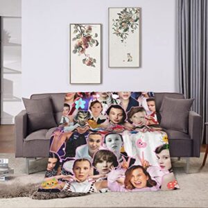 Blanket Millie Bobby Brown Soft and Comfortable Warm Fleece Blanket for Sofa,Office Bed car Camp Couch Cozy Plush Throw Blankets Beach Blankets