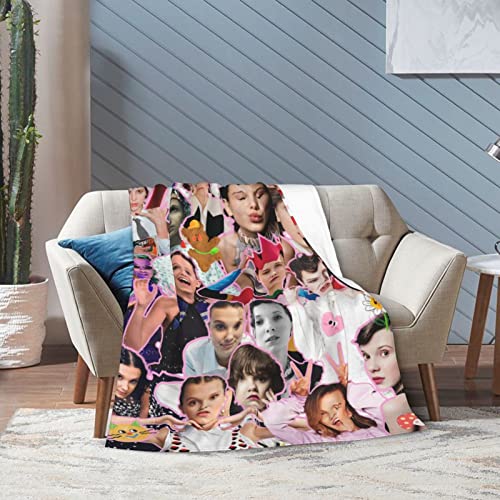 Blanket Millie Bobby Brown Soft and Comfortable Warm Fleece Blanket for Sofa,Office Bed car Camp Couch Cozy Plush Throw Blankets Beach Blankets