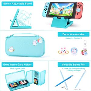 innoAura Switch Case for NS Switch 18 in 1 Switch Accessories Bundle with Switch Carrying Case, Switch Game Case, Switch Screen Protector, Switch Stand, Switch Thumb Grips (Blue)