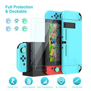 innoAura Switch Case for NS Switch 18 in 1 Switch Accessories Bundle with Switch Carrying Case, Switch Game Case, Switch Screen Protector, Switch Stand, Switch Thumb Grips (Blue)