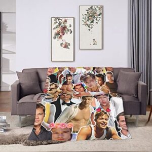 Blanket Brad Pitt Soft and Comfortable Warm Fleece Blanket for Sofa,Office Bed car Camp Couch Cozy Plush Throw Blankets Beach Blankets