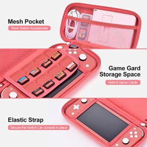 innoAura Switch Lite Case 15 in 1 Switch Lite Accessories Bundle with Switch Lite Carrying Case, Switch Game Case, Switch Lite Screen Protector, Switch Stand, Switch Thumb Grips (Coral)