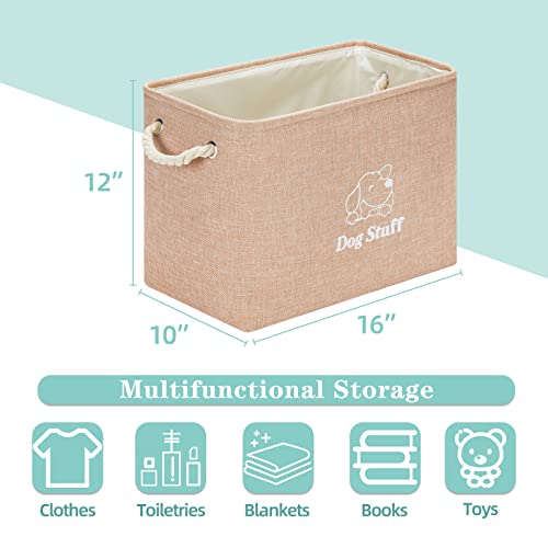 Echohana Pet Toy Basket, Dog Toy Storage with Cotton Handle, Collapsible Pet Toy Bin with Minimalist Patterns and Colorways, Pet Toy Box Perfect for Organizing Pet Toys and Treats (Medium-Pink)