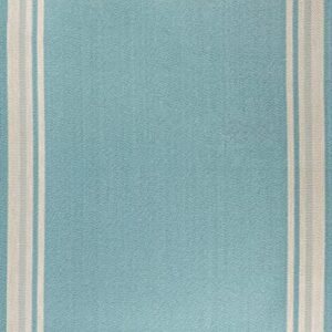 JONATHAN Y SMB201B-5 James Modern Border Stripe Indoor Outdoor Farmhouse Transitional Area Rug,High Traffic,Kitchen,Living Room,Backyard,Non Shedding,5 X 8,Aqua/Beige