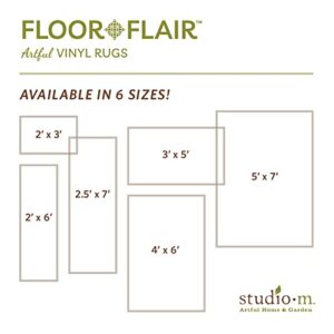 Studio M Floor Flair Lisbon - Black and Grey - 2.5 x 7 Ft Decorative Vinyl Rug - Non-Slip, Waterproof Floor Mat - Easy to Clean,, Ultra Low Profile - Printed in The USA