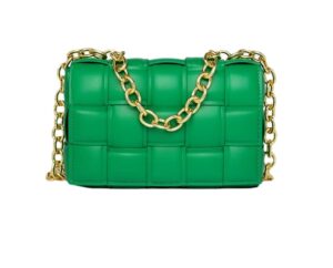 chain satchel woven pillow bag women’s bag shoulder bag (green)