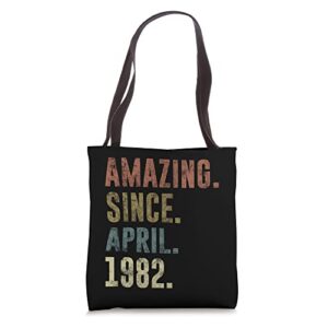 40th birthday vintage amazing since april 1982 tote bag