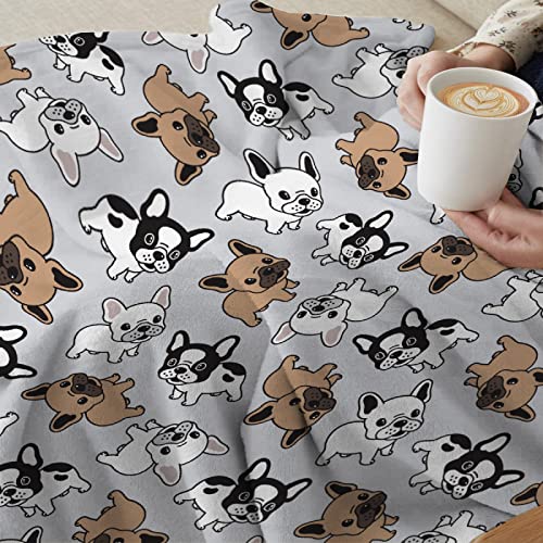 Cute French Bulldog Blanket, Animal Dog Print Throw Blankets for Puppy Dog Crib Bed Couch Sofa Super Soft Lightweight Throw Frenchie Gifts for Women, Bulldog Lover,Baby 40"X30" for Pet/Stroller