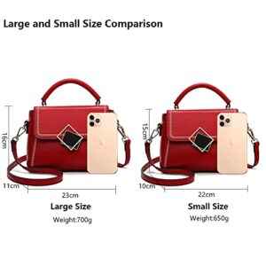 JESSWOKO Women Fashion Crossbody Small Square Top Handle Hand Bag Leather Satchel Bags Purse Handbags for Women Red L