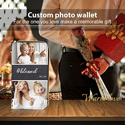 Gemszoo Women's Custom Photo Wallet Personalized Engraved Picture Name Handbag Long Credit Card Holder Zip Around Clutch (Style 3)