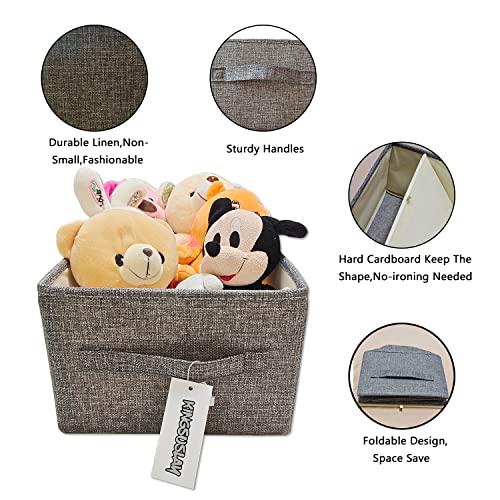 KINGSUSLAY Storage Baskets Bin, Gray Storage Bins and Storage Boxes Decorative for Living Room, Toy Box,Large Size (Gray-3Pack)