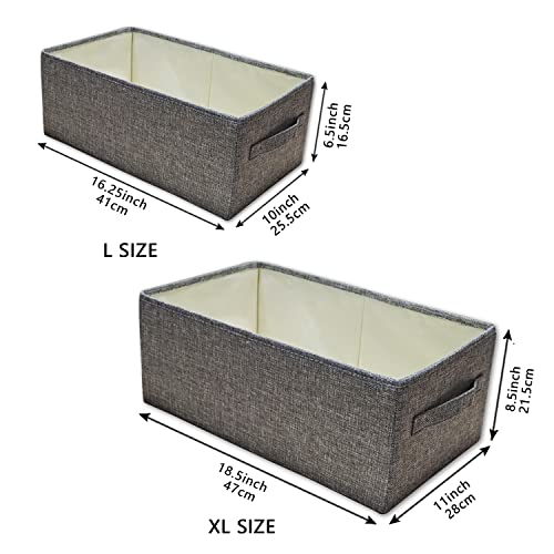 KINGSUSLAY Storage Baskets Bin, Gray Storage Bins and Storage Boxes Decorative for Living Room, Toy Box,Large Size (Gray-3Pack)