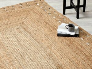 gruhum jute area rugs- natural fibre handwoven 5’x8′ ft boho charm farmhouse rustic vintage eco friendly soft braided rug for indoor outdoor kitchen bedroom living room hallways enterways rectangle