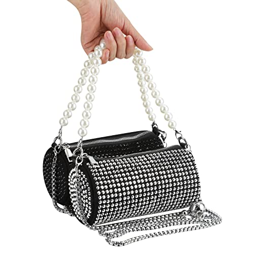 Evevictor Clutch Purse for Women, Bling Evening Bag, Crossbody Handbag, Rhinestone Money Hand Bag for Prom, Party, Wedding, Date (Black)