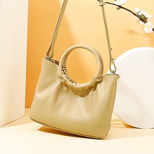 NVKIC Small Crossbody Bags for Women Soft PU Leather Cute Totes Trendy Retro Removable Strap Shoulder Handbag Mini Bucket Purse Yellow Color