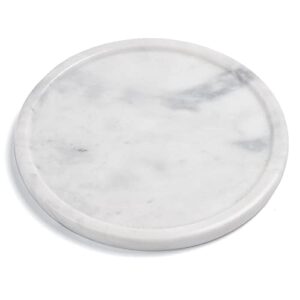 moreast natural grey marble tray, decorative real stone round tray, genuine marble tray for bathroom, kitchen, dresser, vanity, holding jewelry, perfume, shampoo, 8″