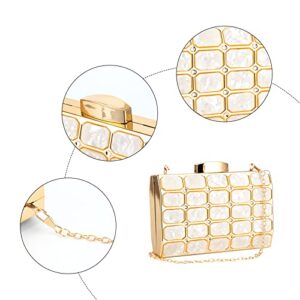 GripIt Acrylic Small Cube Clutch Purse for Women Gold Clutch Purse Formal Fancy Purses Evening Clutch Handbag for Banquet