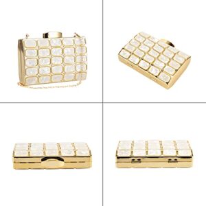 GripIt Acrylic Small Cube Clutch Purse for Women Gold Clutch Purse Formal Fancy Purses Evening Clutch Handbag for Banquet