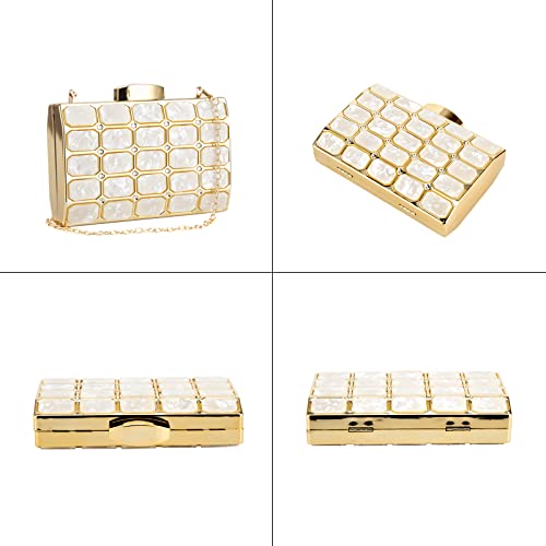 GripIt Acrylic Small Cube Clutch Purse for Women Gold Clutch Purse Formal Fancy Purses Evening Clutch Handbag for Banquet