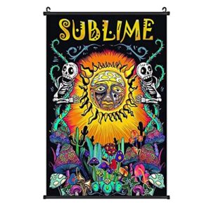 sausn sublime trippy hippie sun wall hanging scroll poster 16” x 24” decor artwork painting wall art print for living room bedroom home fans gift, 16”x24”