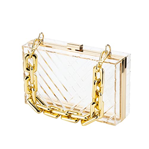 GripIt Acrylic Box Purse Clear Purses Crossbody for Women Evening Bag Transparent V Pattern Clear Handbag Bride Clutch Purse