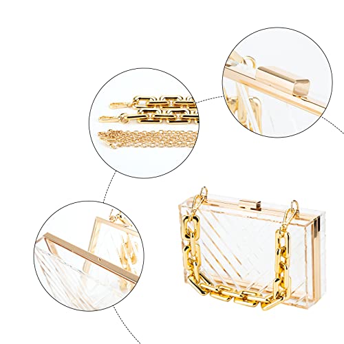 GripIt Acrylic Box Purse Clear Purses Crossbody for Women Evening Bag Transparent V Pattern Clear Handbag Bride Clutch Purse