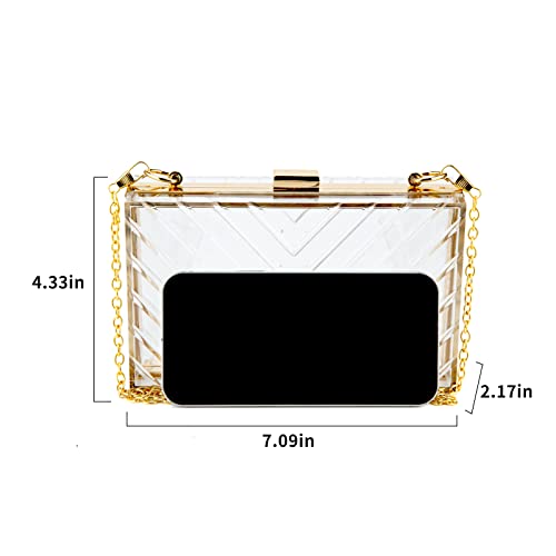 GripIt Acrylic Box Purse Clear Purses Crossbody for Women Evening Bag Transparent V Pattern Clear Handbag Bride Clutch Purse