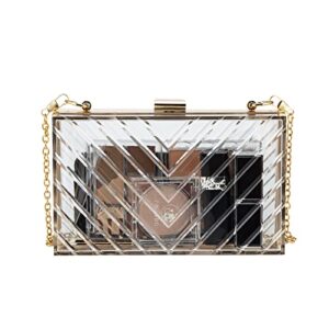 GripIt Acrylic Box Purse Clear Purses Crossbody for Women Evening Bag Transparent V Pattern Clear Handbag Bride Clutch Purse