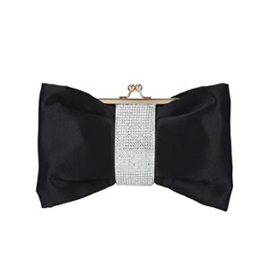 gripit bow style sparkling purses and handbags for women wedding and party black satin clutch purses with rhinestone evening bags for ladies bridal formal