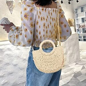 Summer Beach Handbag Women Straw Tote Purse Top Handle Crossbody Bag for Travel Vocation