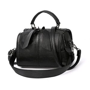 YOUNXSL Shoulder Bag and Purse for Women PU Leather Handbag Multi-pocket Top-Handle Satchel Ladies Bowknot Tote(Black)