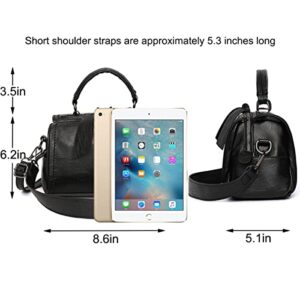 YOUNXSL Shoulder Bag and Purse for Women PU Leather Handbag Multi-pocket Top-Handle Satchel Ladies Bowknot Tote(Black)