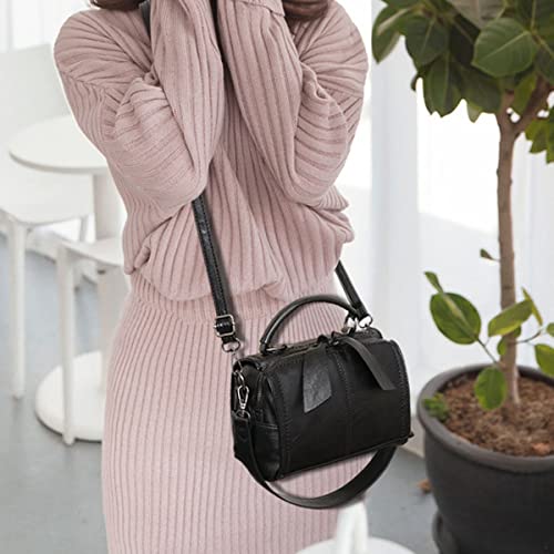 YOUNXSL Shoulder Bag and Purse for Women PU Leather Handbag Multi-pocket Top-Handle Satchel Ladies Bowknot Tote(Black)