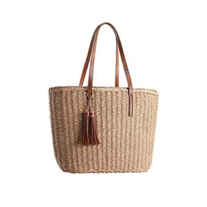 yxilee straw bags for women | m size travel straw totes bag woven summer handmade shoulder bag handbag
