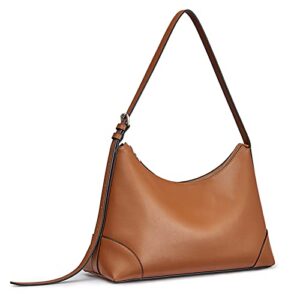 s-zone genuine leather hobo bags for women shoulder handbags purse soft medium adjustable(dark brown)