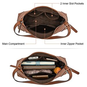 S-ZONE Genuine Leather Hobo Bags for Women Shoulder Handbags Purse Soft Medium Adjustable(Dark Brown)