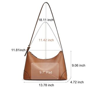 S-ZONE Genuine Leather Hobo Bags for Women Shoulder Handbags Purse Soft Medium Adjustable(Dark Brown)