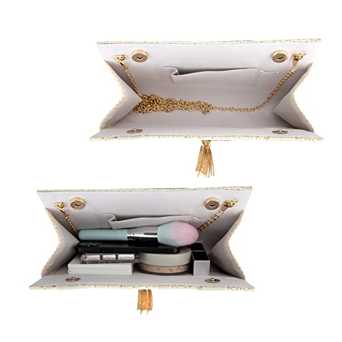 GripIt Straw Clutch Purse Women Straw Envelope Bag Wallet Summer Beach Handbag,White