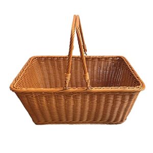 Wicker storage basket,Storage Container, Storage Bins Rectangular Basket,Arts and Crafts.Brown 16"