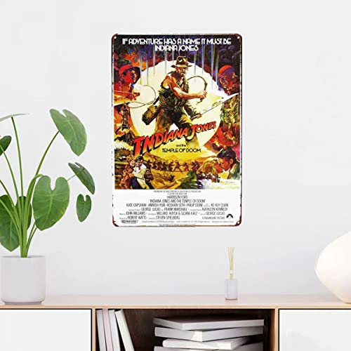 Indiana Jones And The Temple Of Doom 80s Classic Movie Posters Vintage Iron Tin Signs Retro Metal Signs Metal Plaques Prints Canvas Artwork Wall Art Bedroom House Home Living Room Decor 8x12 Inch