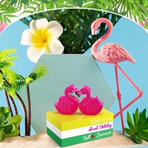 5 Pieces Summer Wooden Book Decor Flamingo Tiered Tray Decor Summer Tiered Tray Decor Farmhouse Hello Summer Sweet Holiday Stacked Book Decor Wood Table Centerpieces for Shelf Kitchen Party Decoration