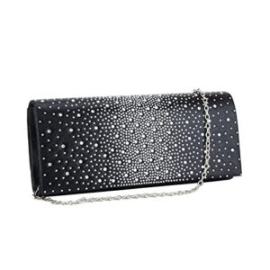 gripit women’s evening handbag rhinestone clutch glitter purse bags diamond purse for formal wedding and party cocktail with shoulder chain,black
