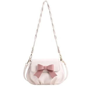 pu leather crossbody bags women bow flap shoulder bags fashion designer wallets clutches handbags cross shoulder bag satchel (pink,one size,womens)