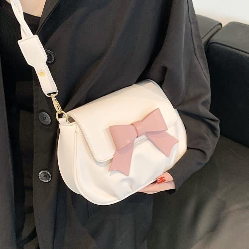 PU Leather Crossbody Bags Women Bow Flap Shoulder Bags Fashion Designer Wallets Clutches Handbags Cross Shoulder Bag Satchel (pink,one size,womens)