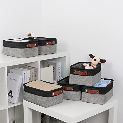 DULLEMELO Collapsible Bundle Baskets 4 Cube Baskets 11"x11"x11" + 6 Small Baskets 11.8"x7.9"x5.1"（Black&Grey)